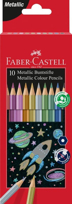 Faber-Castell Set creioane colorate metalizate, 10 culori
