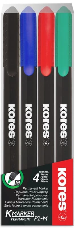 Kores Set of 4 permanent markers, 1mm