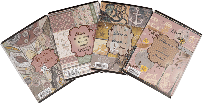 Notebook A5, 48 sheets, 80gsm, 300gsm cardboard cover, elisa design - lined