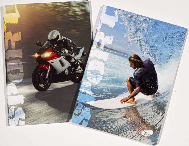 Notebook A5, 48 sheets, 80gsm, 300gsm cardboard cover, sports design - lined