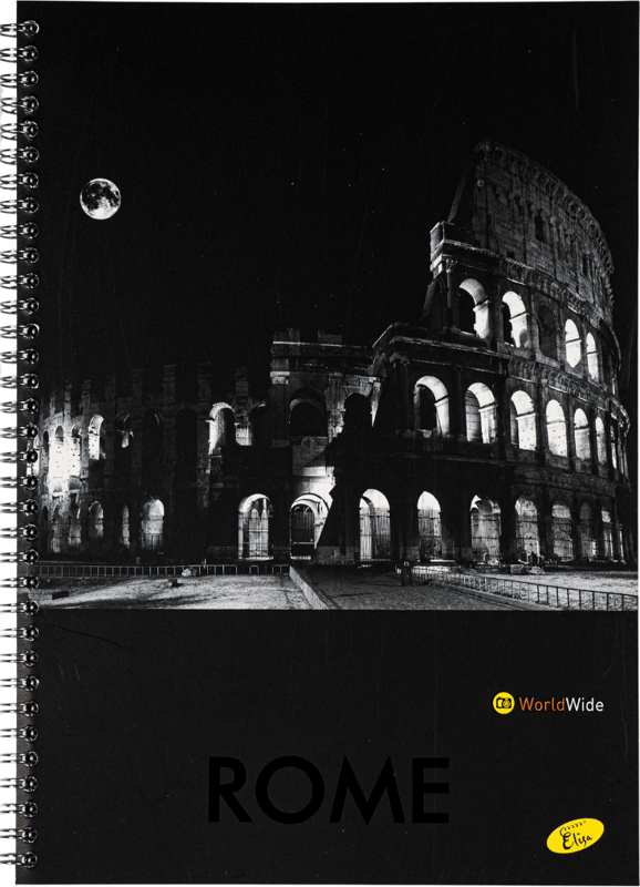 Spiral notebook A4, 70 sheets, 70gsm, 300gsm cardboard cover, cities by night design - lined