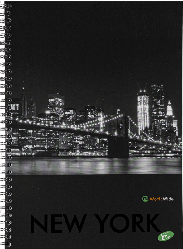Spiral notebook A4, 70 sheets, 70gsm, 300gsm cardboard cover, cities by night design - math