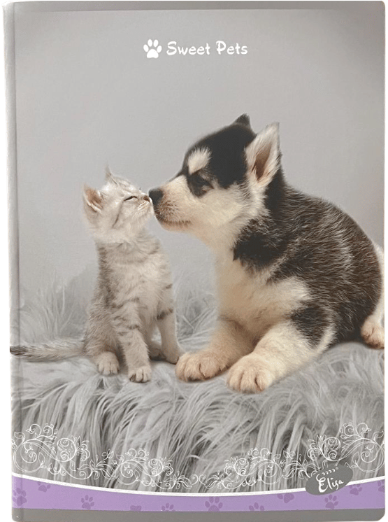Notebook TIP2, 36 sheets, 80gsm, 300gsm cardboard cover, sweet pets design