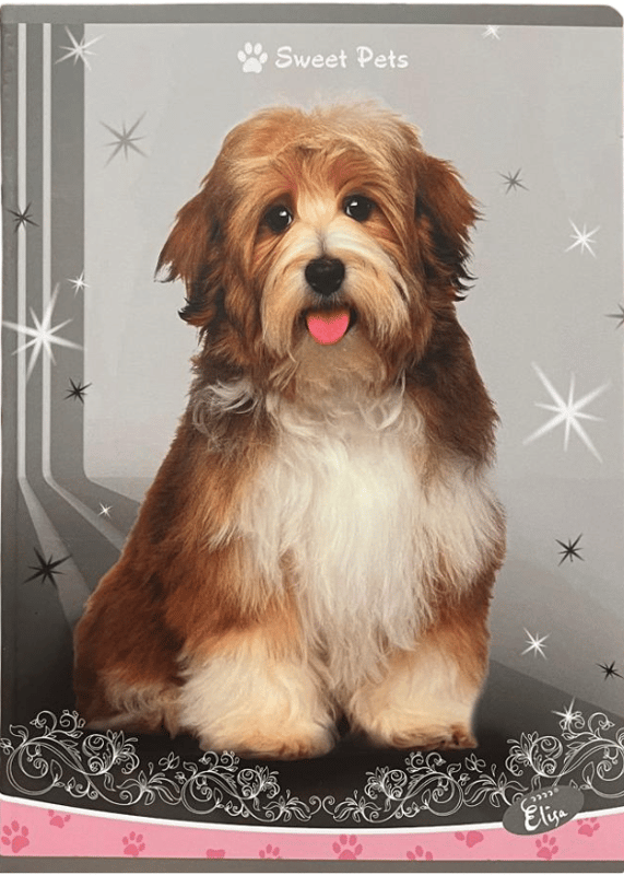 Notebook TIP2, 36 sheets, 80gsm, 300gsm cardboard cover, sweet pets design