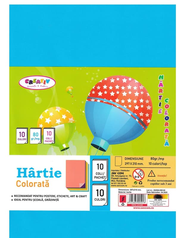 Creativ Hartie colorata, 10 culori, 10 coli
