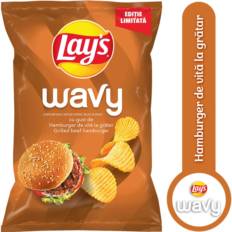 Lay's Wavy Chipsuri ondulate din cartofi cu aroma de burger