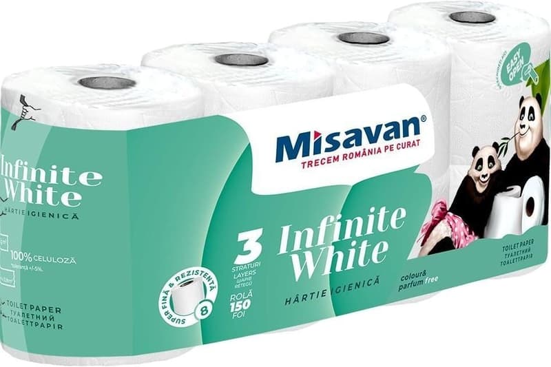 Misavan White Toilet Paper, 3 Layers, 8 Rolls
