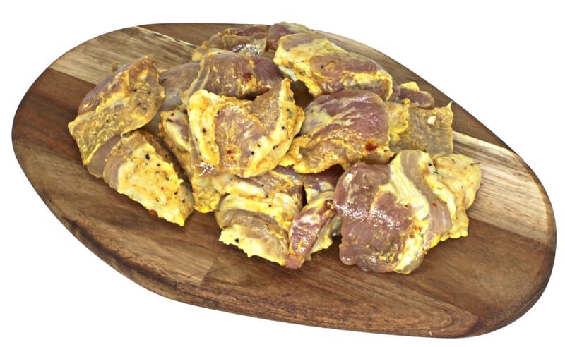 MEAT AND SALT Marbled Pork Cubes with Mustard and Beer