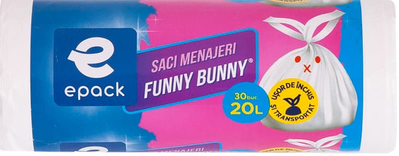Epack Funny Bunny White HDPE bin liners 20l