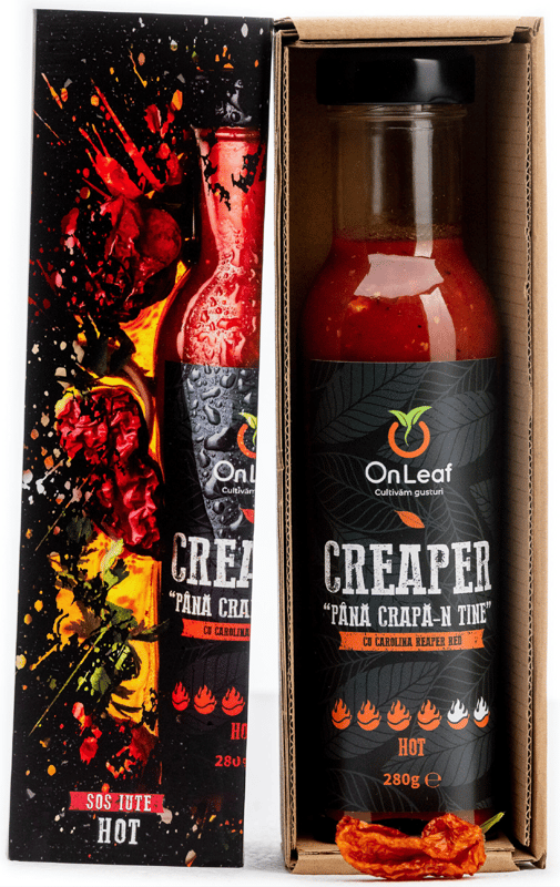OnLeaf Hot Creaper Sauce, Hot 4/6, with Carolina Reaper