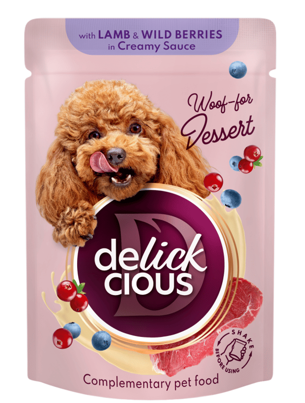 Delickcious Lamb and Berry Flakes in Creamy Sauce Wet Dog Food