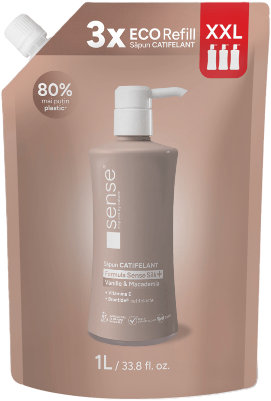SENSE SenseSilk+ Gel Liquid Soap Refill, Vanilla & Macadamia, 1L