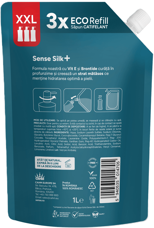 SENSE SenseSilk+ Refill Liquid Soap Gel, Lime & Sea Salt, 1L