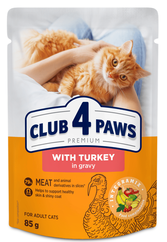 Club 4 Paws Hrana umeda pentru pisici cu curcan in sos