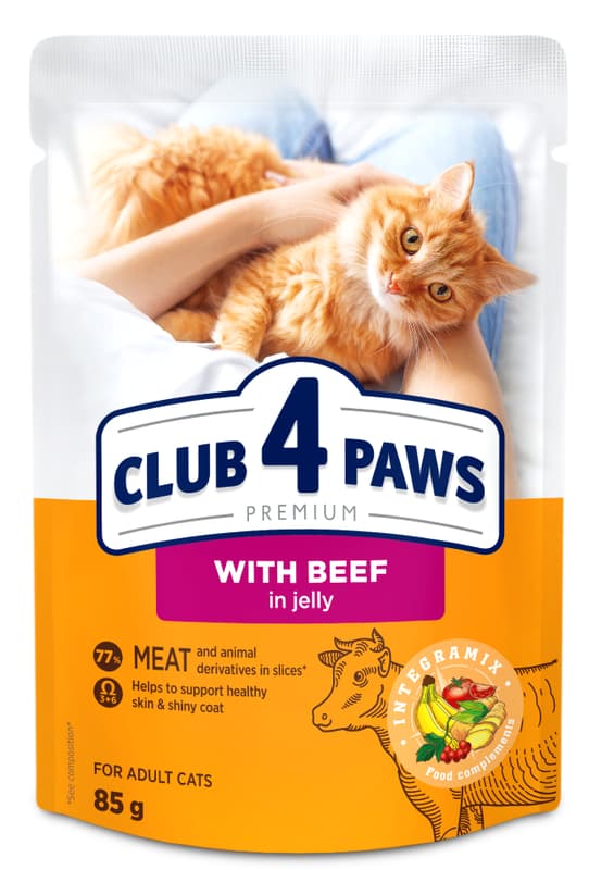 Club 4 Paws Hrana umeda pentru pisici cu vita in jeleu