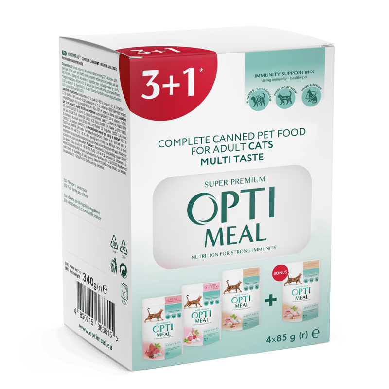 Set №3 "OPTIMEAL ™. Сomplete сanned pet food for adult cats" (3+1