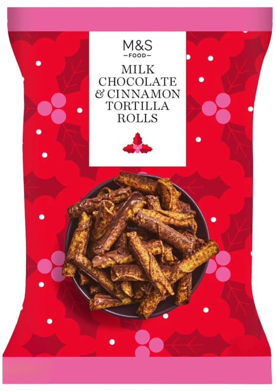 Marks & Spencer Corn Tortilla Rolls Dipped in Milk Chocolate and Sprinkled with Cinnamon Sugar
