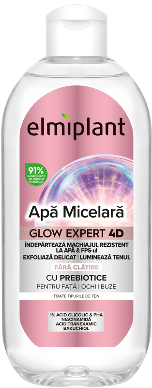 Elmiplant Glow Expert 4D Illuminating Micellar Water for Face, Eyes & Lips with Prebiotics