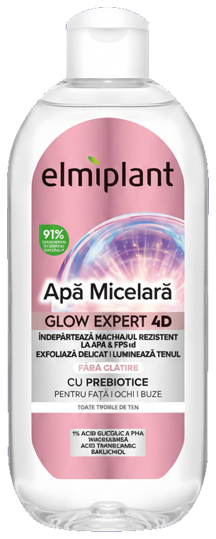 Elmiplant Glow Expert 4D Illuminating Micellar Water for Face, Eyes & Lips with Prebiotics