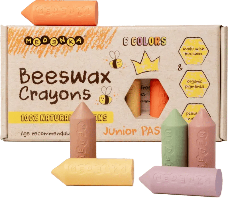 Medenka Junior Natural Beeswax Pencils, Pastel