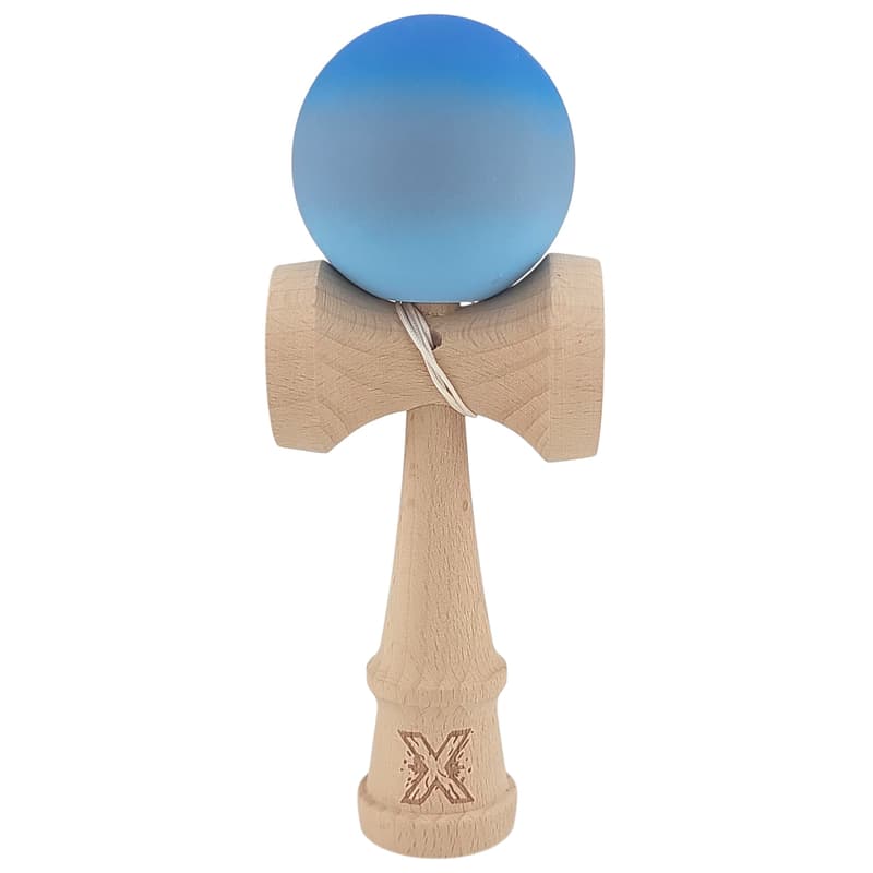 Kendama X , 18 cm, din Lemn, Rubber Grip, Albastru/Gri/Bleu