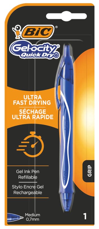 BIC Gel-ocity Quick Dry Roller Pix cu gel uscare rapida, 0.7 mm, albastru