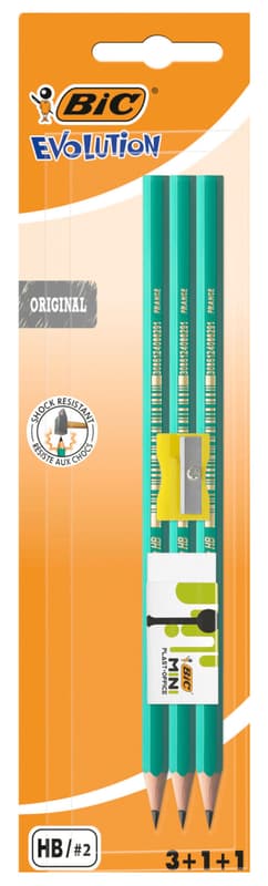 BIC Evolution Creioane HB, 1 ascutitoare + 1 radiera incluse