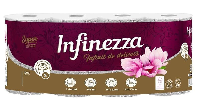 Infinezza Scented toilet paper 3 layers magnolia 8 pieces