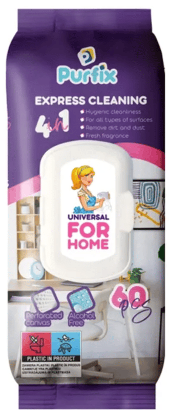 Purfix Universal Wipes for Home Care, 60 pieces