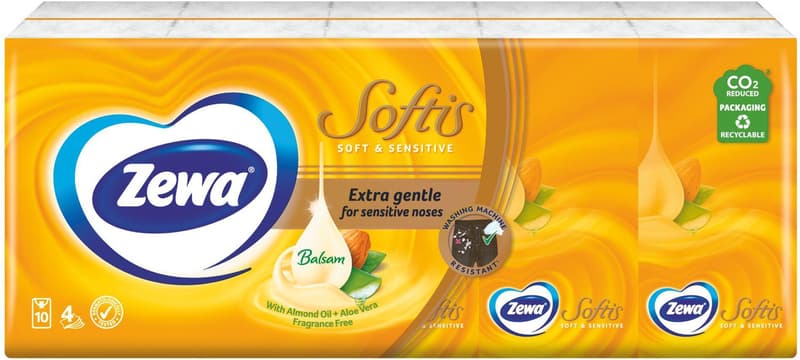 Zewa Softis Soft & Sensitive Servetele nazale, 4 straturi, 10 bucati