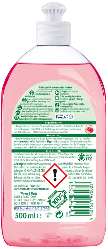Frosch ECO Raspberry Liquid Dish Soap