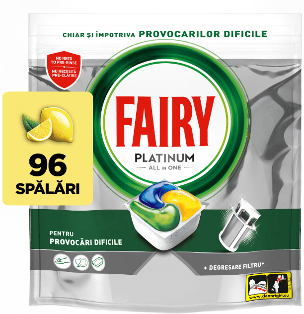 Fairy Platinum Yellow Detergent tablete pentru masina de spalat vase, 96 spalari