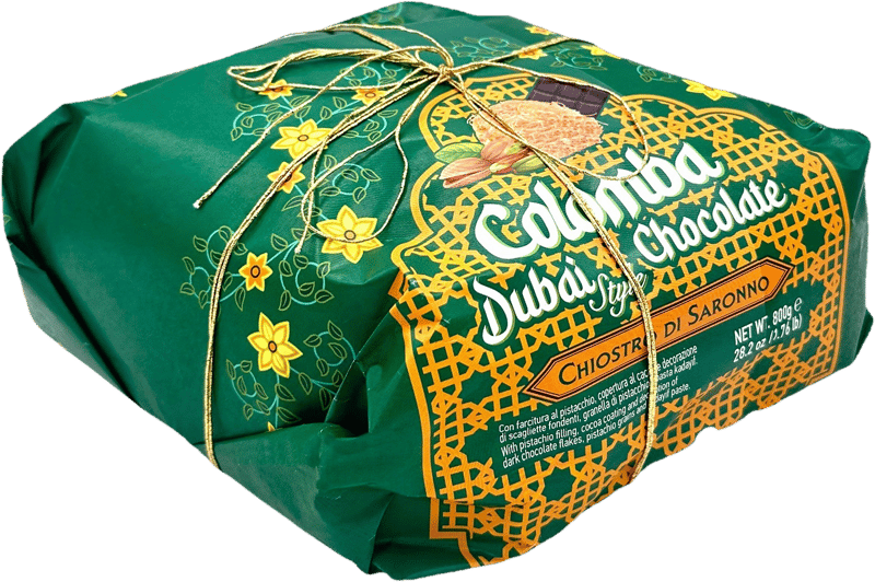 Chiostro di Saronno Colomba cu ciocolata stil dubai, ambalata manual