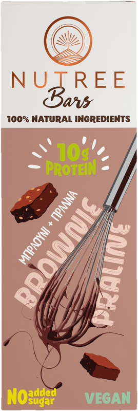 Nutree Baton proteic raw vegan Brownie Praline fara gluten