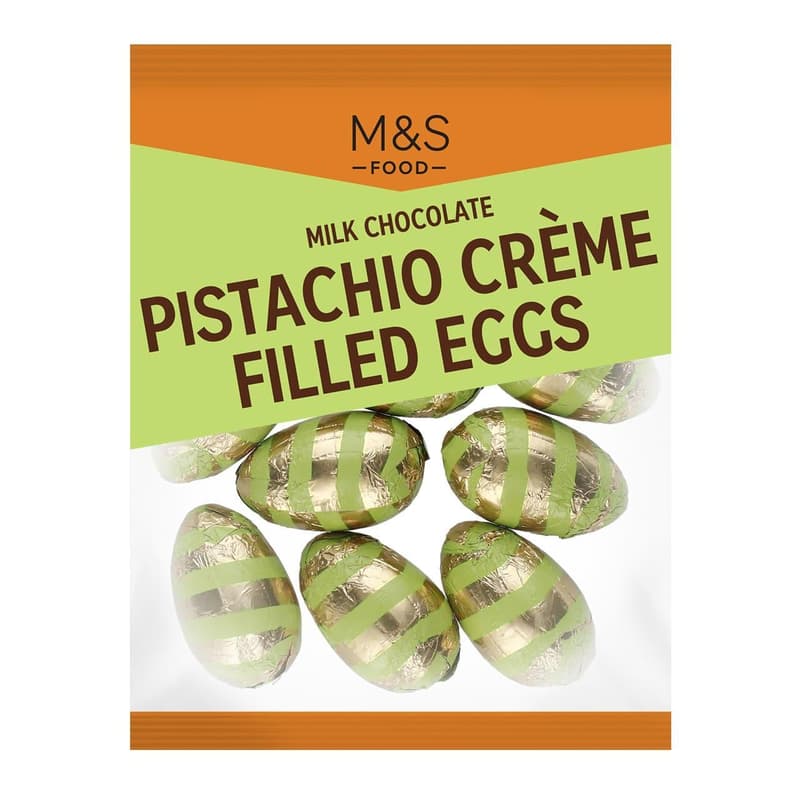 Marks & Spencer Mini oua cu ciocolata elvetiana cu lapte, umplute cu crema de fistic