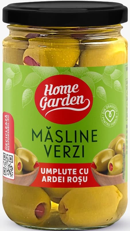 Home Garden Green Olives Stuffed with Red Peppers