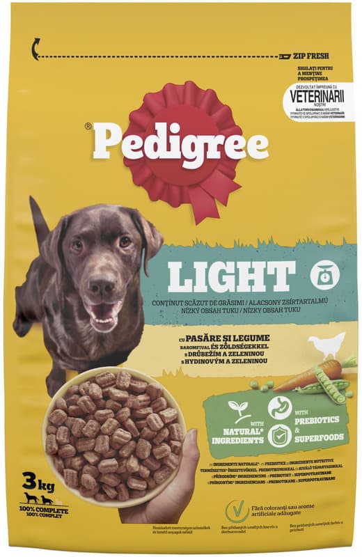 Pedigree Hrana uscata light pentru caini adulti, cu gust de pasare si legume
