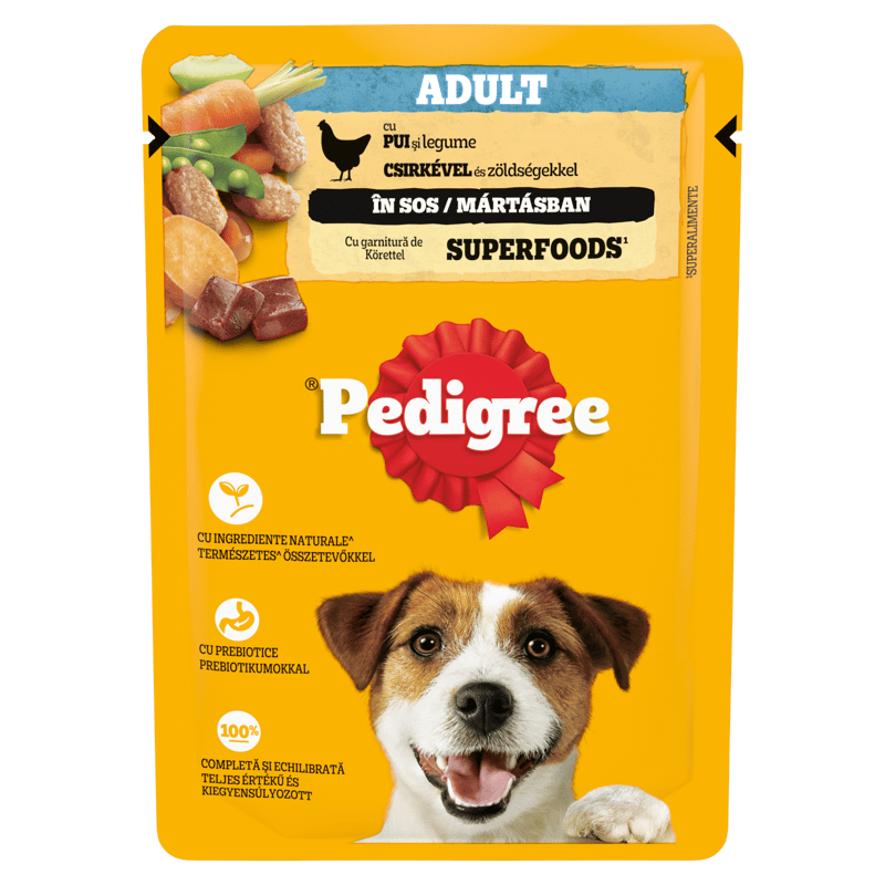 Pedigree Hrana umeda pentru caini adulti, cu gust de pui si legume