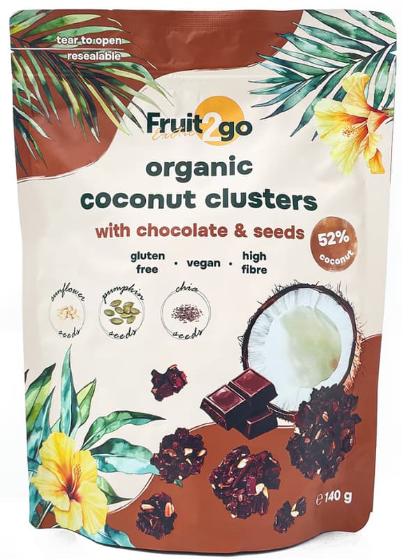 Fruit2go Exotic Organic Coconut Clusters with Seeds and Chocolate