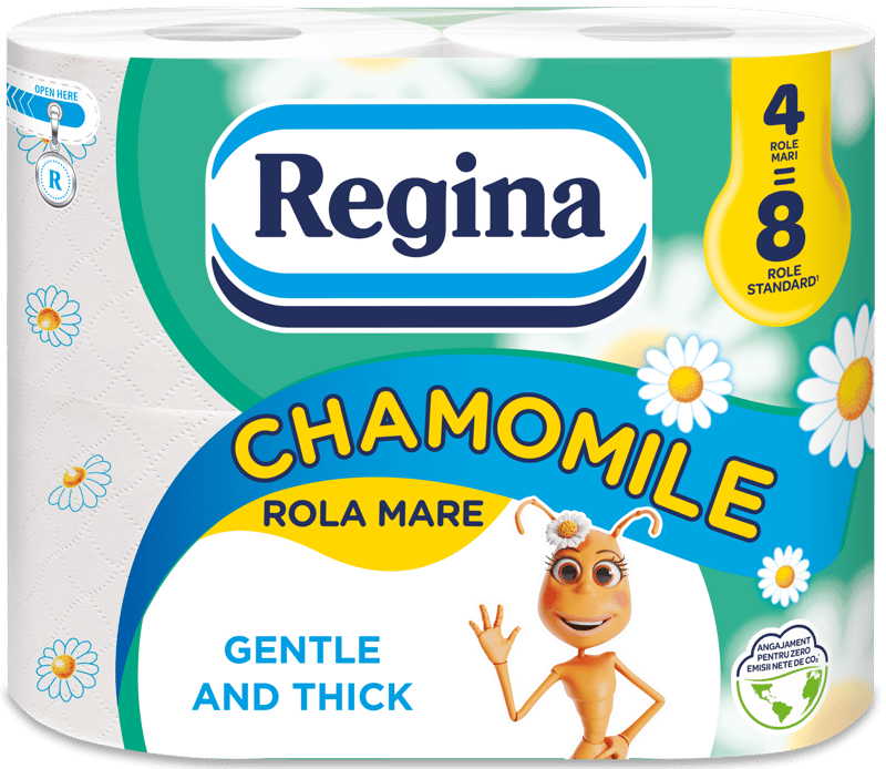 Regina Chamomile Large Roll FSC® Toilet Paper, 4 rolls, 3 ply, 300 sheets