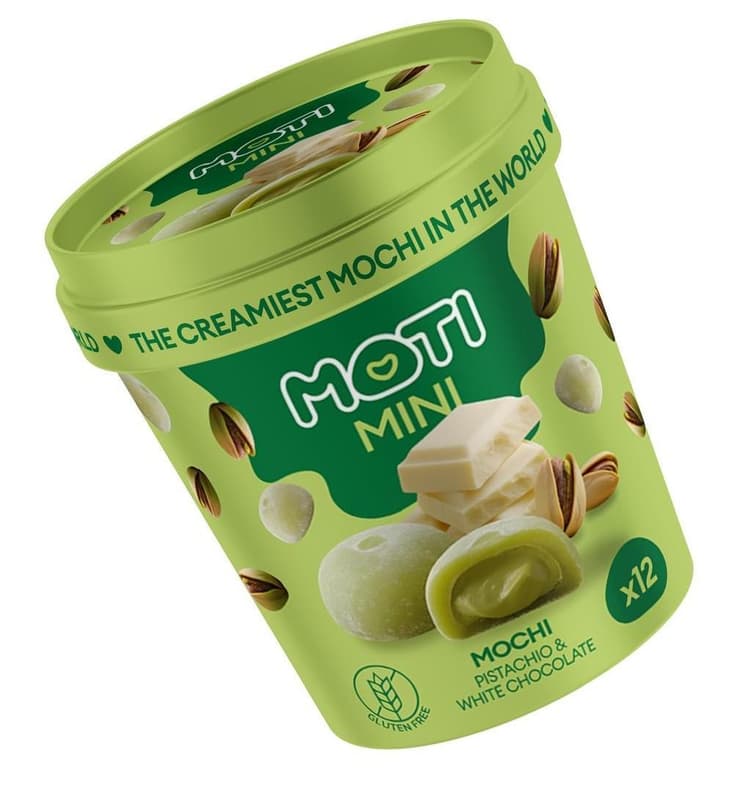 MOTI, Mini Mochi with Pistachio & White Chocolate flavor