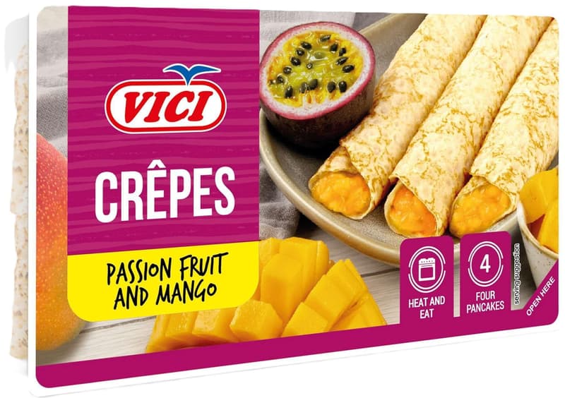 VICI Pancakes with mango pasion fruit filling