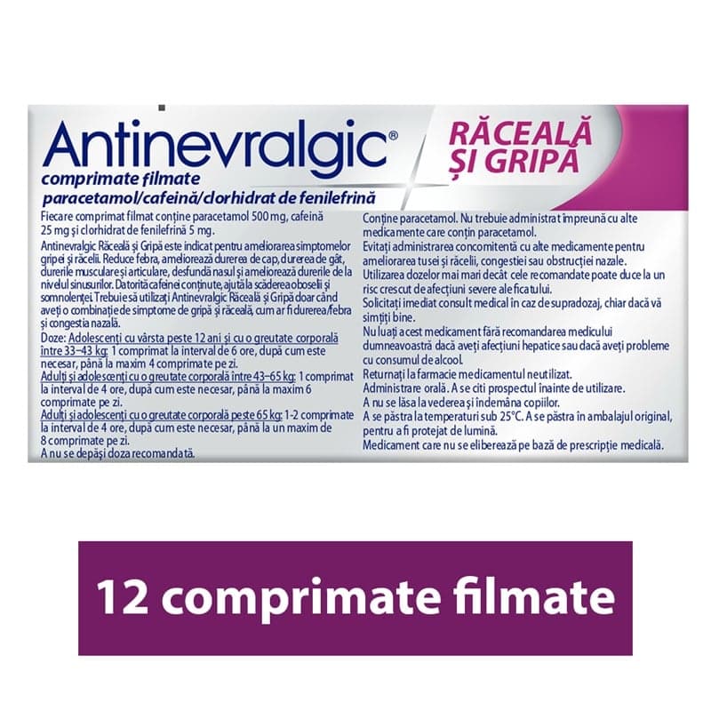 ANTINEVRALGIC RACEALA SI GRIPA 12 COMPRIMATE FILMATE