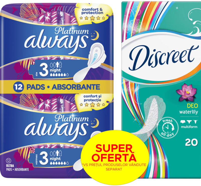 Always Duo Absorbante periodice, marimea 3 & Discreet Deo Absorbante zilnice