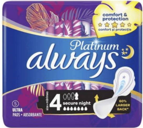 Always Platinum absorbante periodice de noapte, marimea 4