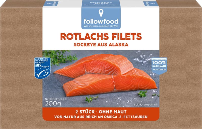 Followfood ECO File de somon rosu Sockeye din Alaska fara piele MSC