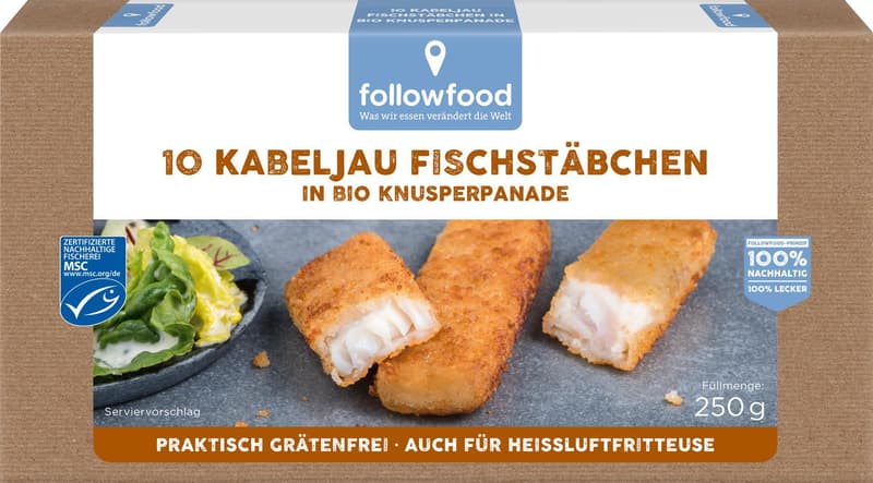 Followfood ECO Fish fingers din cod MSC