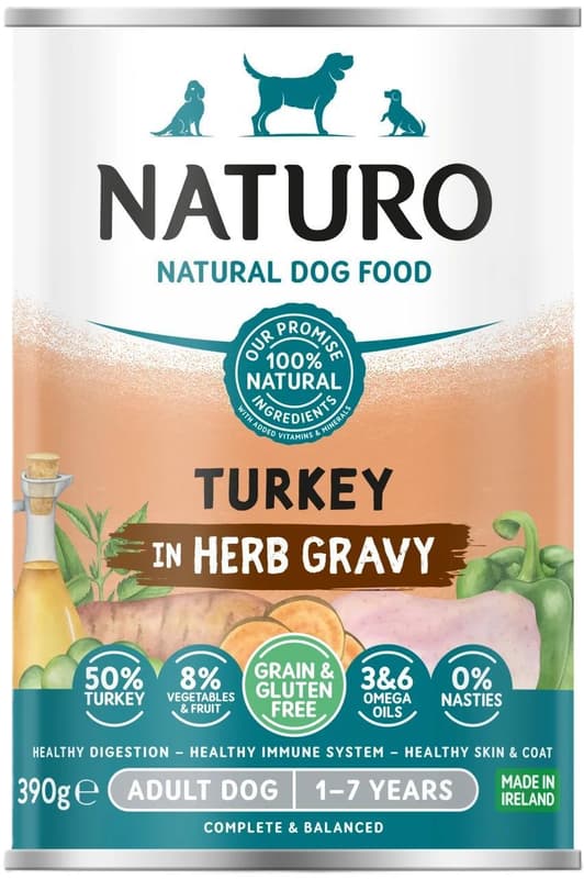 Naturo Gluten Free Hrana umeda pentru caini adulti, curcan
