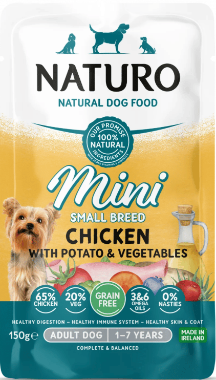 Naturo Hrana umeda pentru caini adulti, talie mini, cu pui, cartof si legume