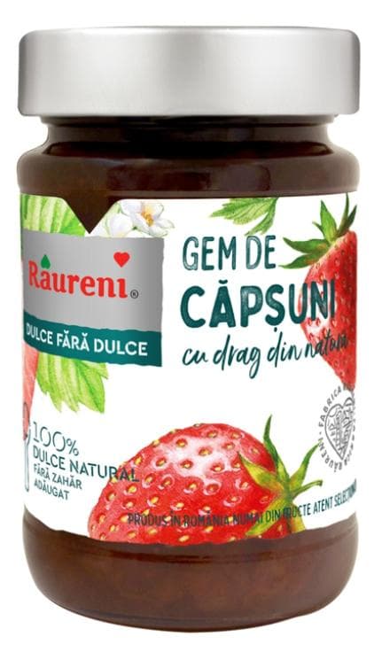 Strawberry jam sweetened with apple juice concentrated